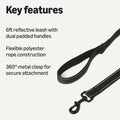 Amazon Basics black dog leash close up of the two padded handles for traffic control