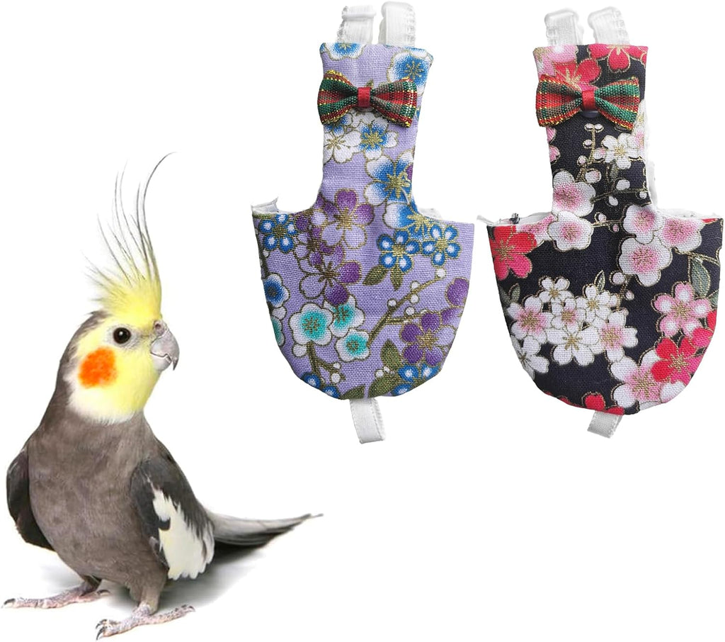 UKJENT Bird Diaper Protective Parrot Nappy 2 Pack, Reusable Flight Suit with Waterproof Inner Layer, Washable Cute Urine Wet Suit for Parrots(M) - Image 11