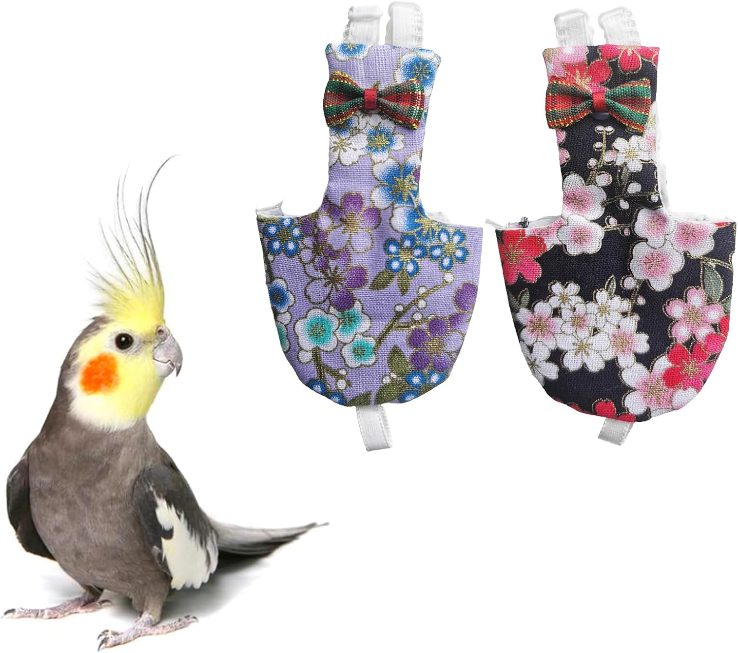 UKJENT Bird Diaper Protective Parrot Nappy 2 Pack, Reusable Flight Suit with Waterproof Inner Layer, Washable Cute Urine Wet Suit for Parrots(M) - Image 11