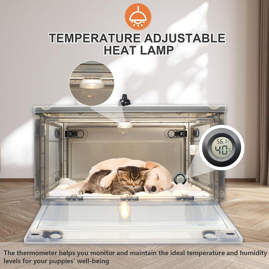 GIFANK pet incubator with heating lamp and internal temperature detection sensor