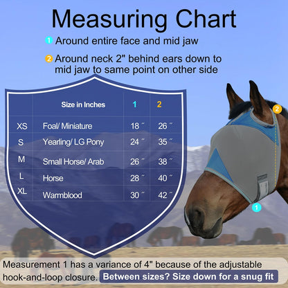 Horse wearing Fornyk blue fly mask for UV and insect protection