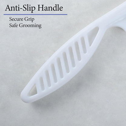 Ergonomic plastic handle of Furever Friends pet comb