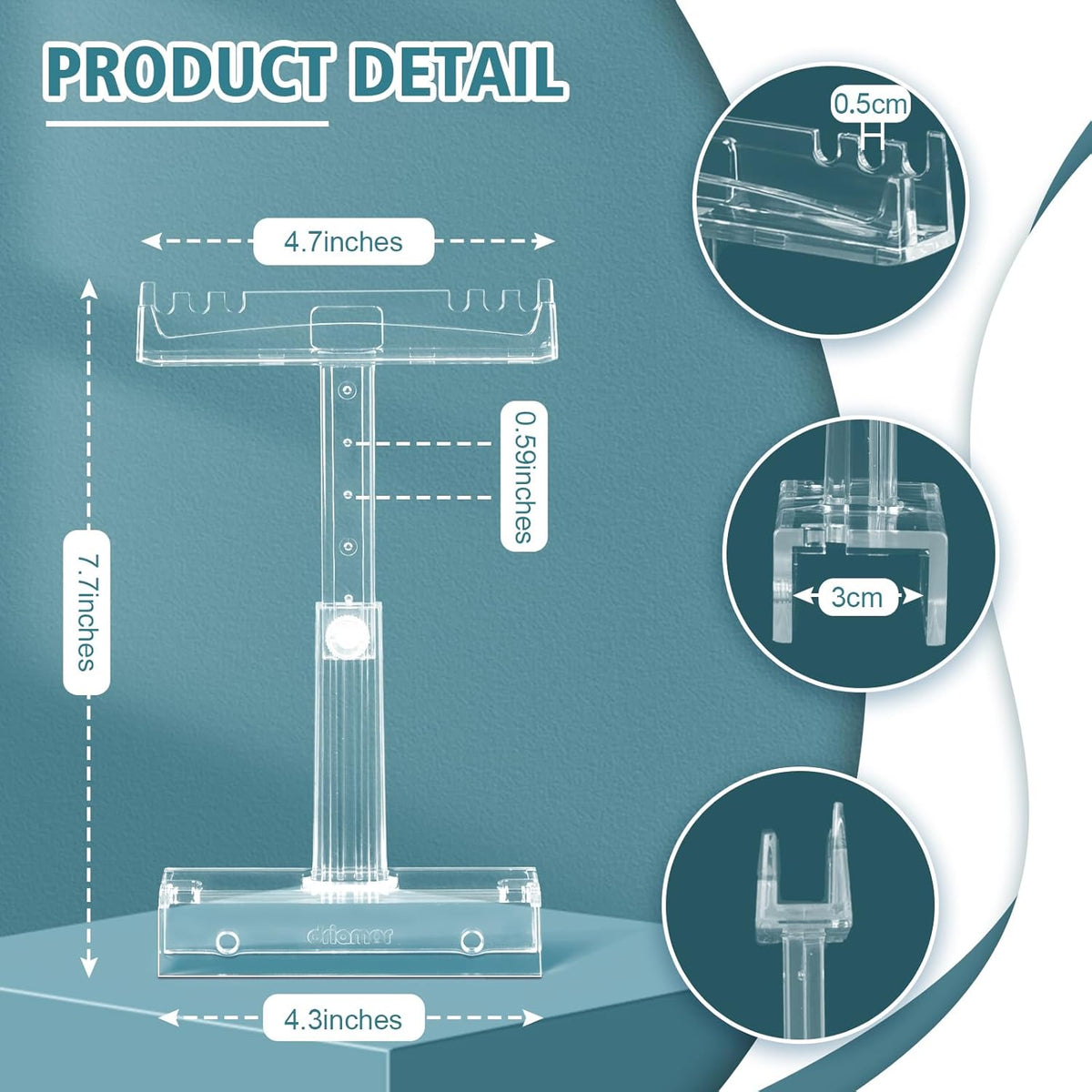 driamor Aquarium Light Holder Adjustable, Clear Acrylic Fish Tank LED Light Riser Stand Aquarium Lamp Brackets Kit 2pcs Transparent Support for Width 2.34-4.7 Inches Light with Extendable Bracket - Image 2