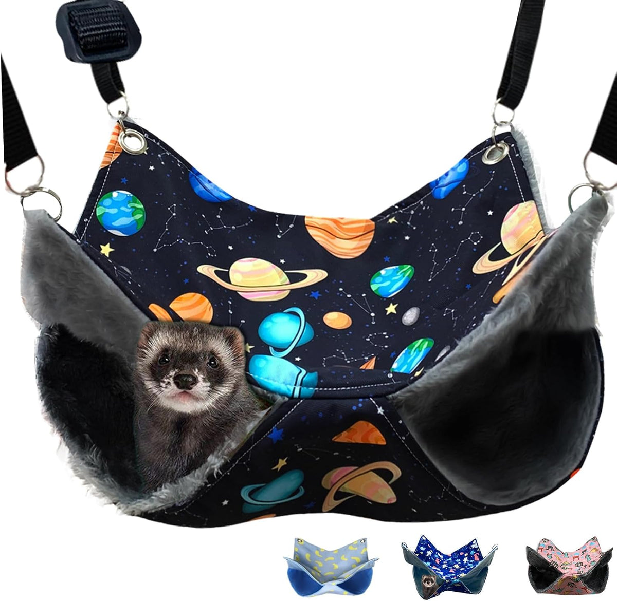 Fulue ferret rat hammock bed front view hanging in cage