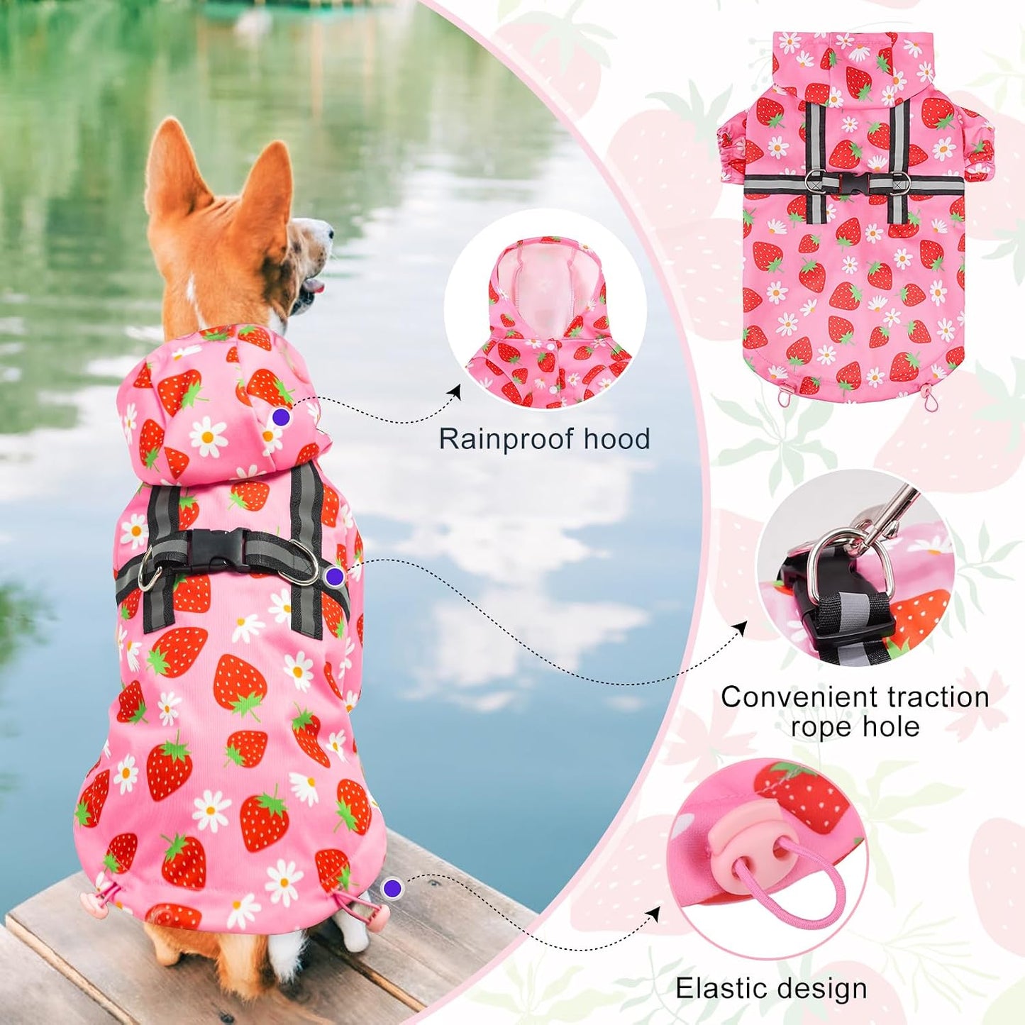 Pink extra small puppy poncho with quick release snap buttons