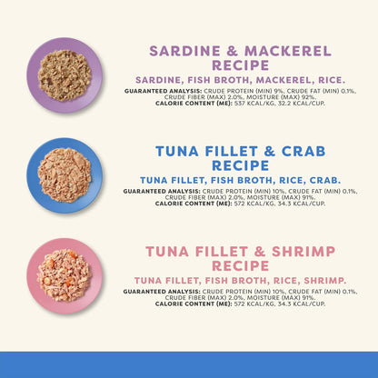Individual 2.12 ounce Applaws fish in broth cat food pot