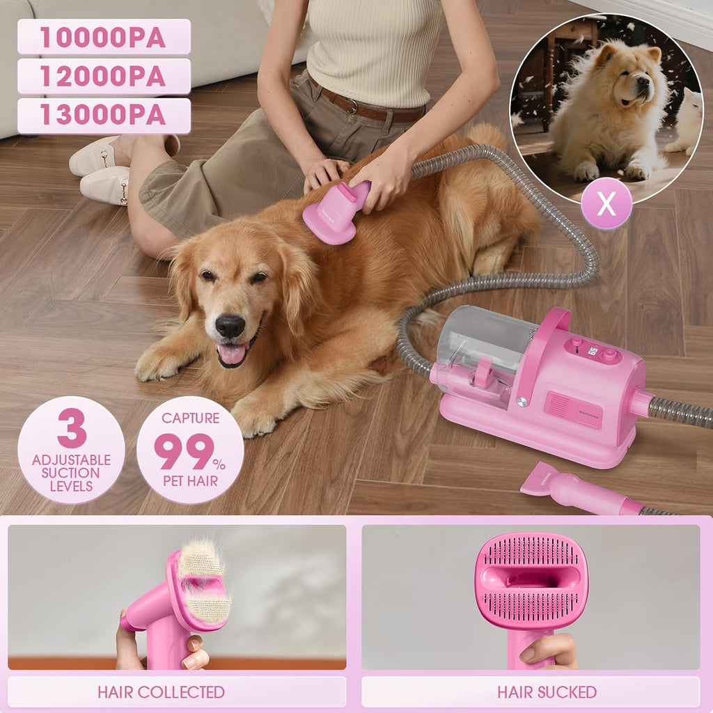 Large capacity dust cup on the geoorood pet blower vacuum for hair collection.
