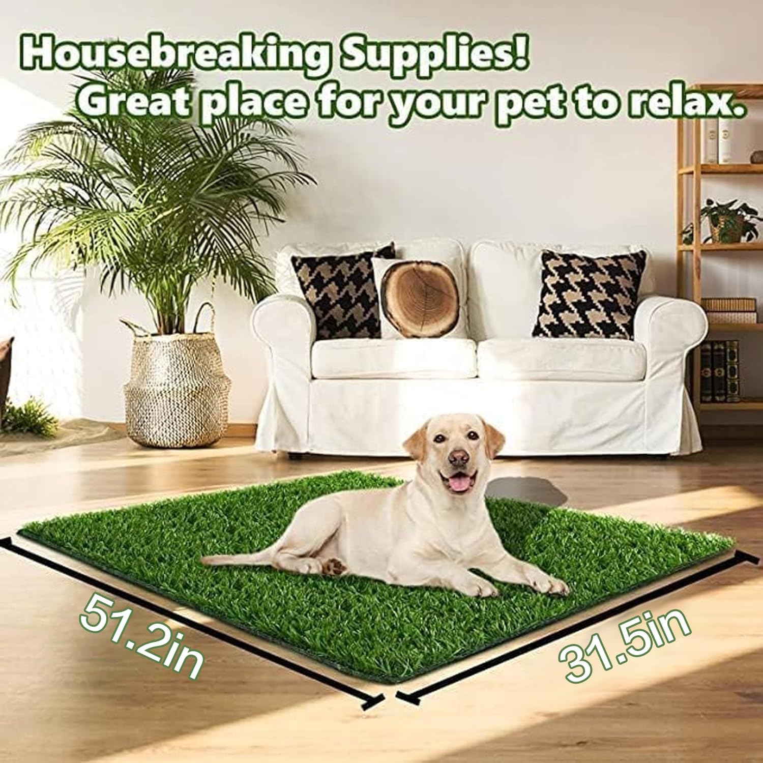 Large artificial grass mat for dogs on a balcony