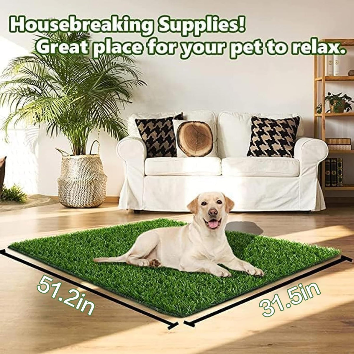 Large artificial grass mat for dogs on a balcony