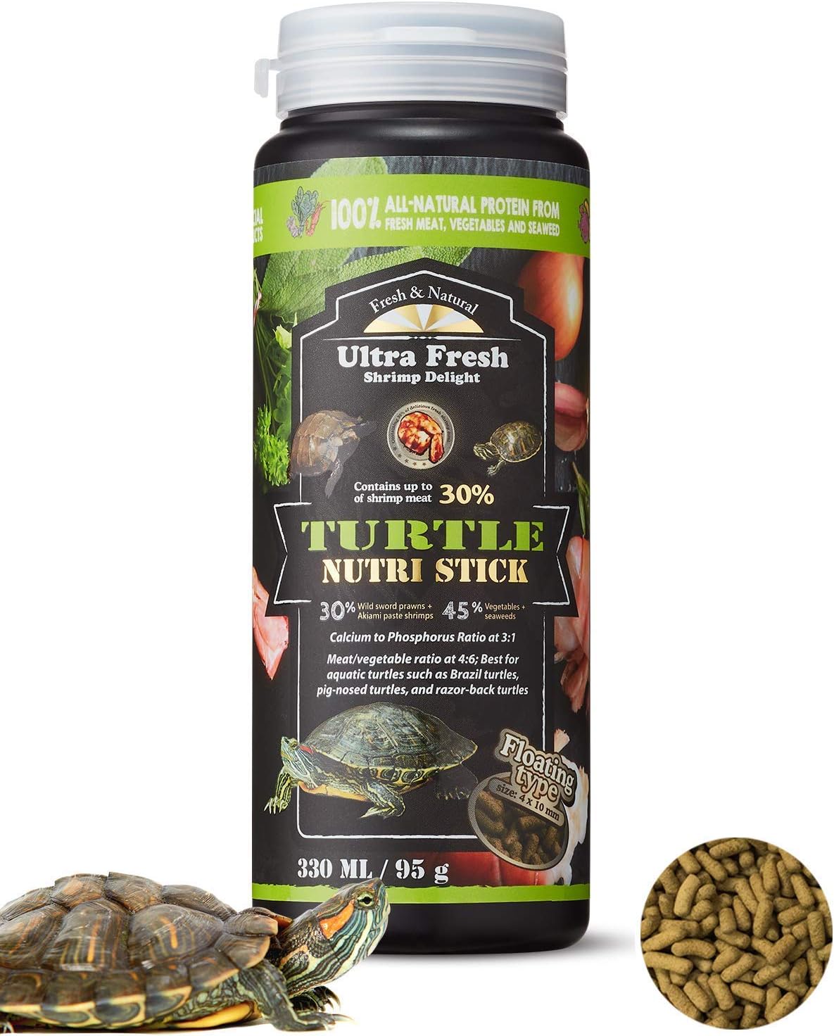 Ultra Fresh Turtle Nutri Stick floating pellet size and texture preview