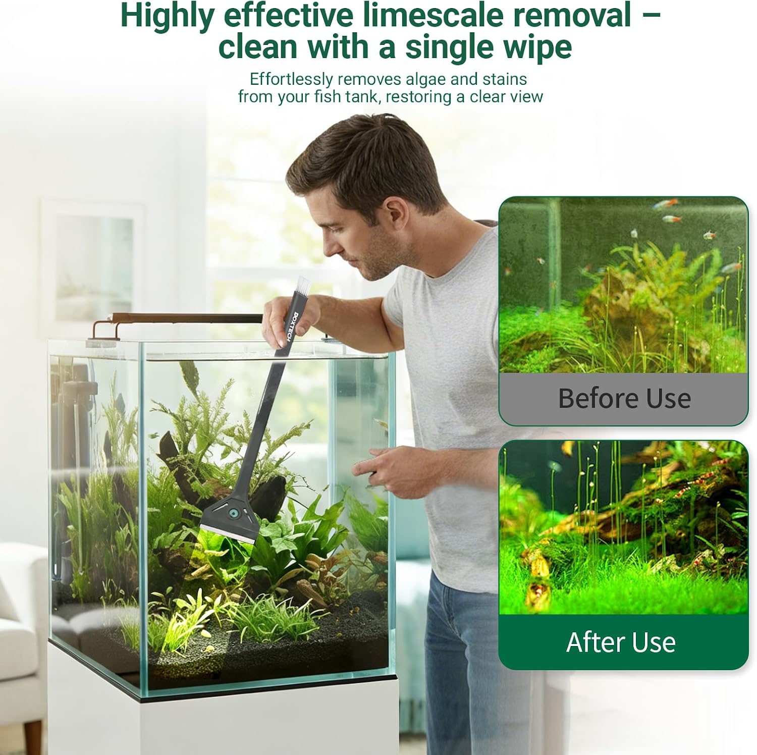 Boxtech dual head scraper compact size for small freshwater fish tanks