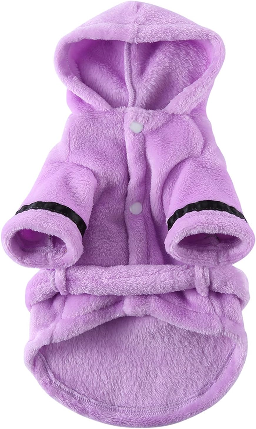 Petyoung hooded pet bathrobe front view for small dogs