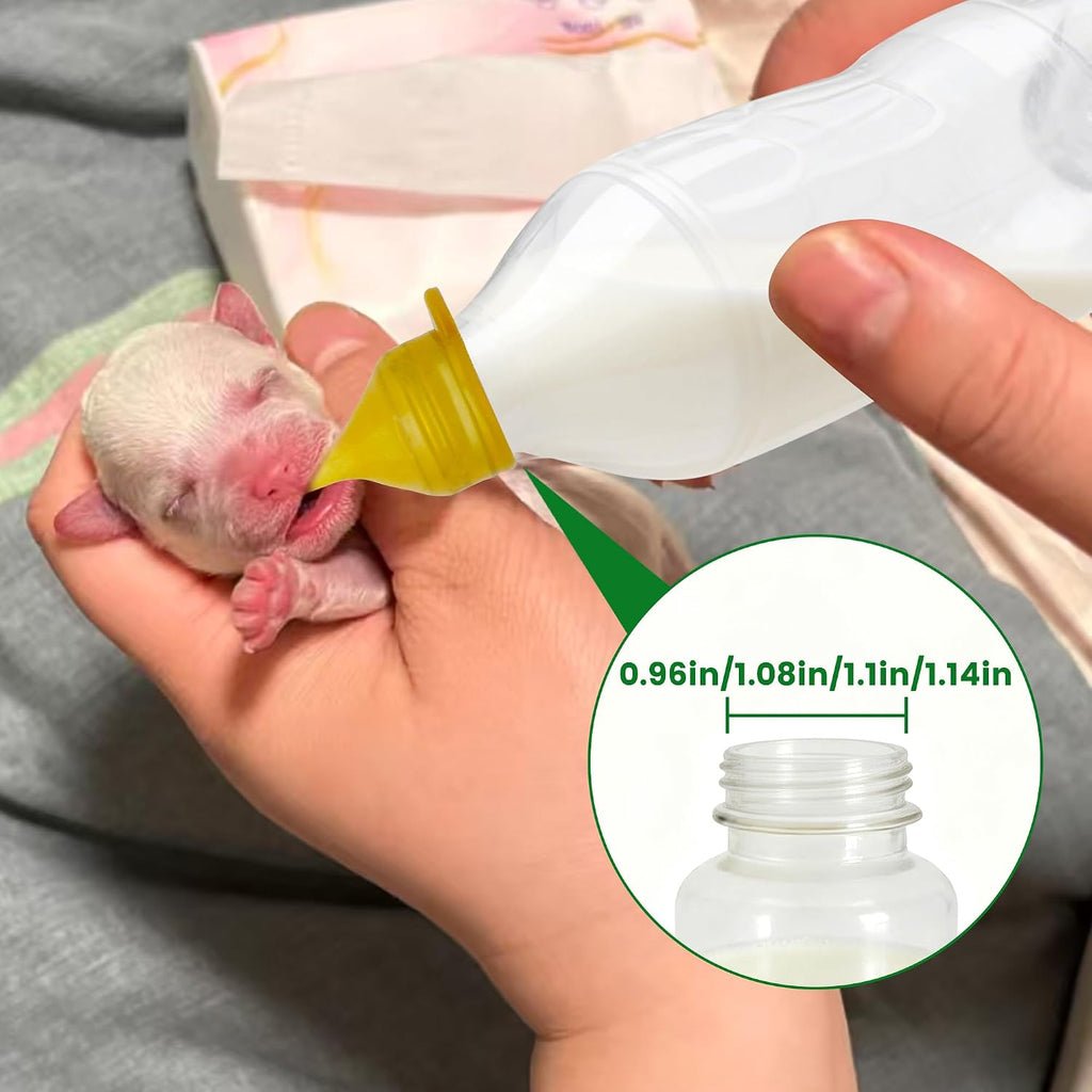 Six pack of soft silicone pet feeding teats for newborn kittens and puppies