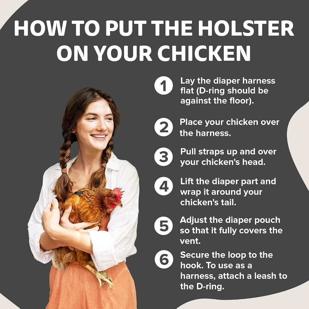 Hen Holster gray bird diaper packaging and components
