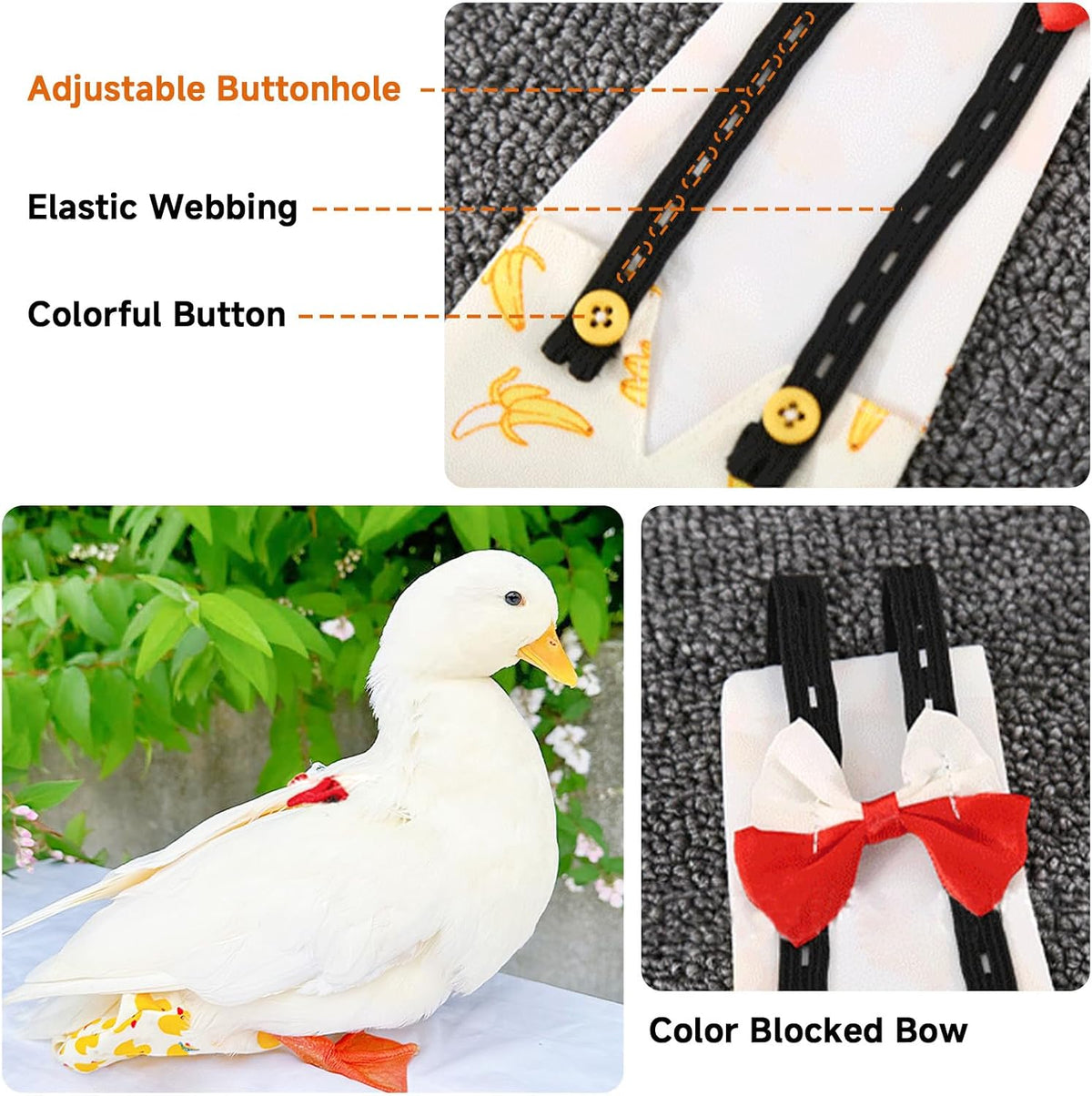 QBLEEV chicken and duck nappy displaying criss-cross elastic straps