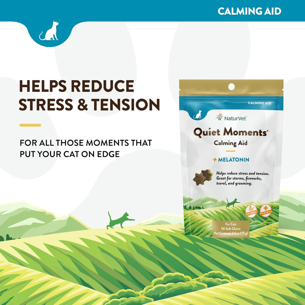 NaturVet Quiet Moments melatonin cat supplement nutritional ingredients label view