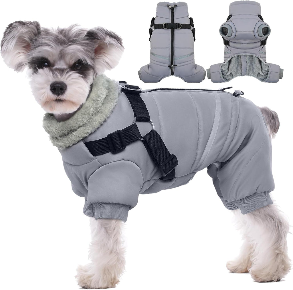 BRKURLEG Purple Dog Coat with Harness, Dog Winter Jacket, Dogs Onesie Body Warm Jackets, Small Dogs Winter Coats Reflective Windproof Warm Cold Weather Coats, Pet Waterproof Jackets, M - Image 12