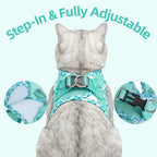 Escape proof pet harness triple security system hook and loop buckle