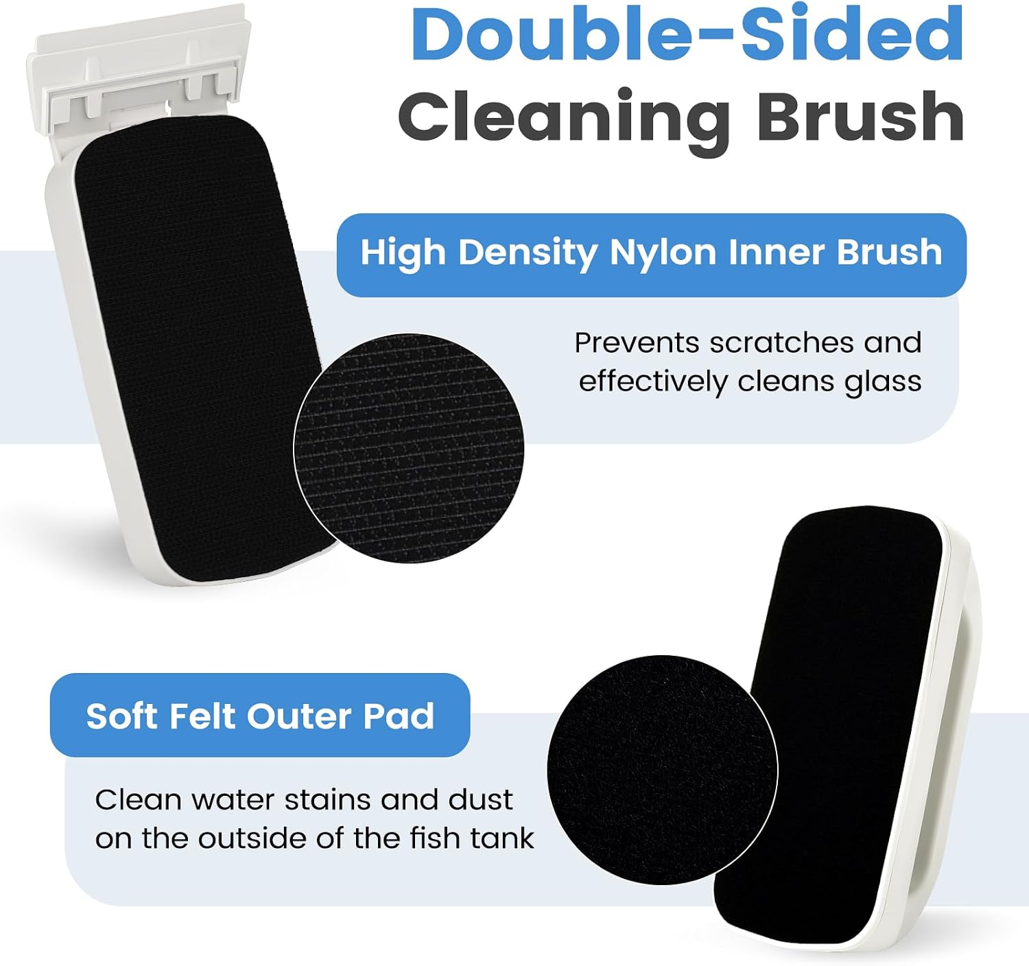 Ergonomic non-slip handle of the aquarium glass scrubber