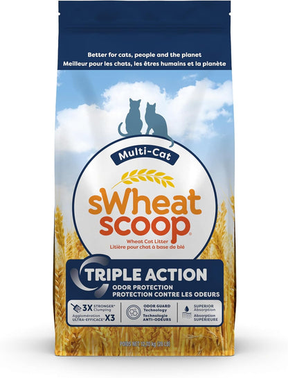 sWheat Scoop Natural Wheat Multi-Cat Litter, Superior Clumping with Odor Neutralizing Enzymes, 25 Pound Bag - Image 9