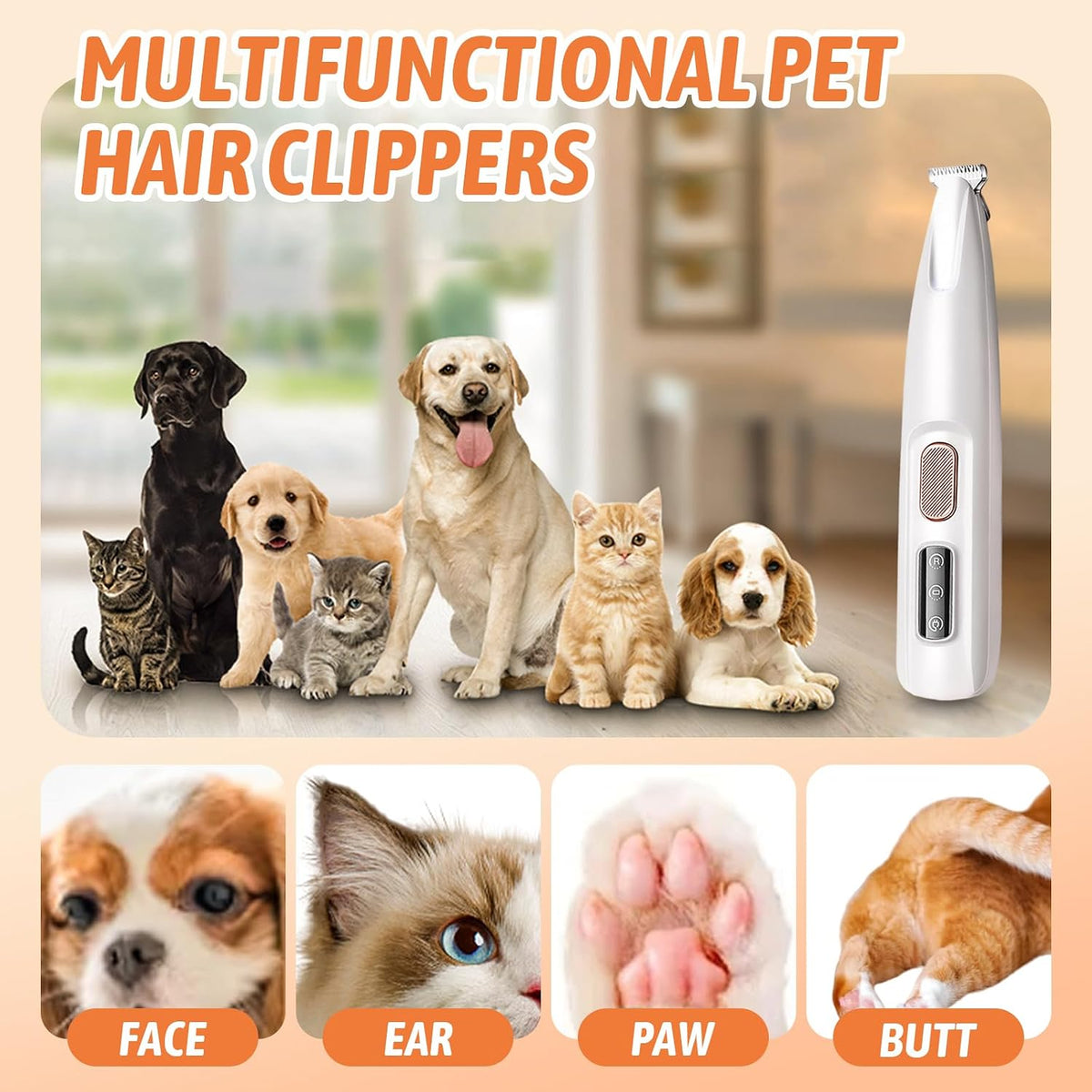 Pet paw clipper being rinsed under a water tap demonstrating its waterproof features.
