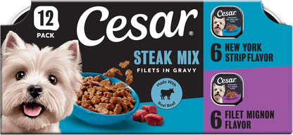Cesar Filets in Gravy Adult Wet Dog Food Variety Package,Filet Mignon,New York Strip and Prime Rib Flavors,3.5 oz. Easy Peel Trays,Variety Pack,24 Count (Pack of 2) - Image 14