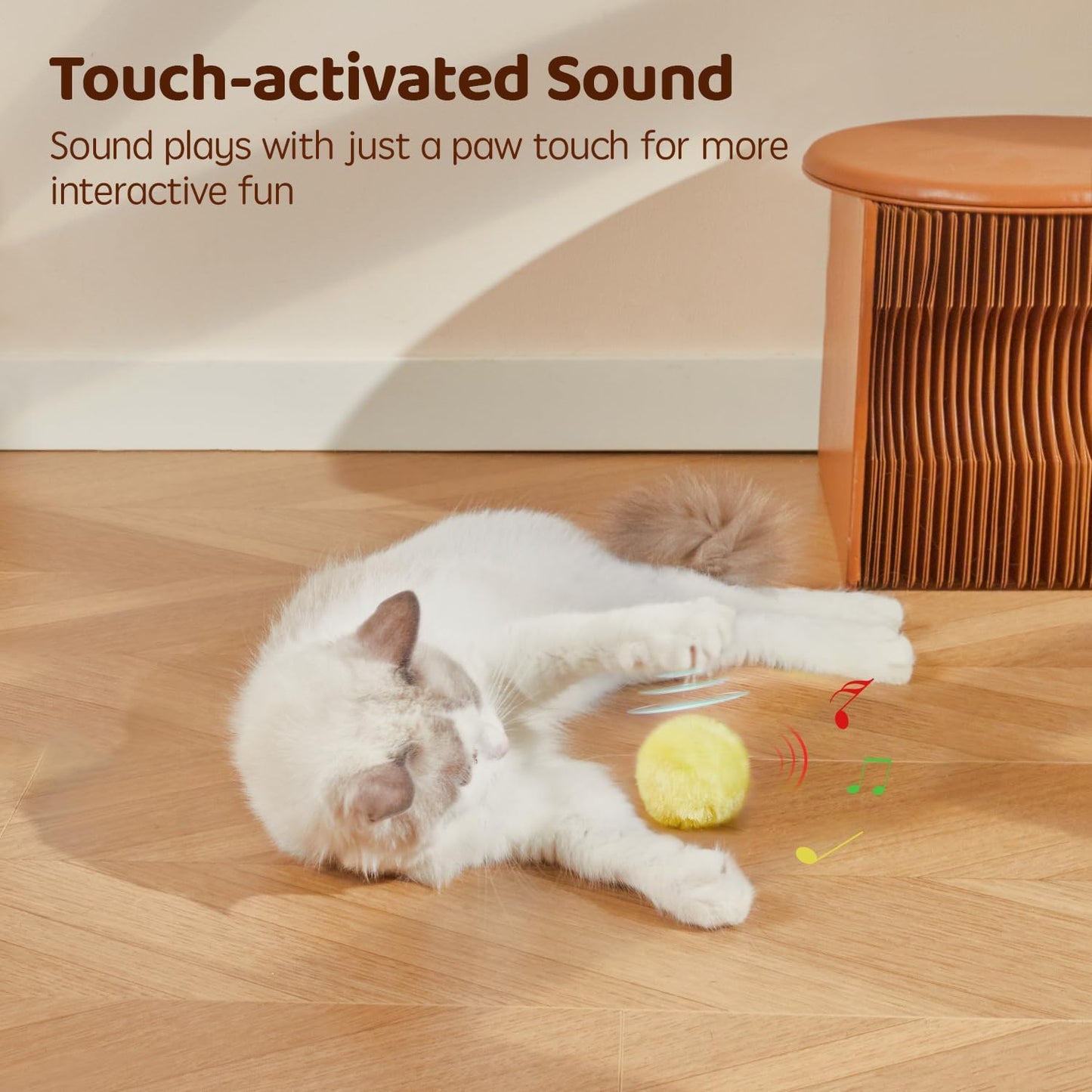Close up of Potaroma interactive cat kicker toy showing durable stitching