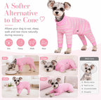 AITOLI post surgery pet bodysuit showing the pink and white stripes design