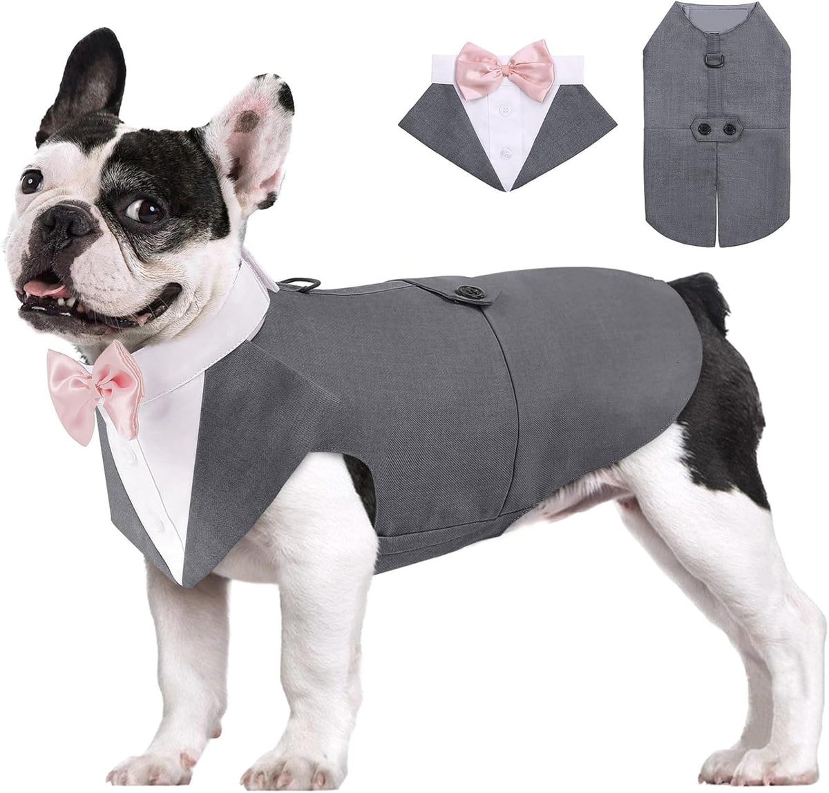 AOFITEE Dog Tuxedo Formal Dog Suit and Bandana Set, Gentle Dogs Wedding Party Suit Bow Tie Shirt, Tuxedo for Small Dogs Costume Outfit with Detachable Bowtie Collar for Christmas Halloween Dress Up - Image 15