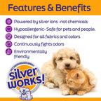 SilverWorks! Pet Odor Eliminator Spray For Home - Safe, Natural, Silver Ion Deodorizer - Cat, Dog Smell And Urine Odor Eliminator For Carpet, Furniture And Litter -16.9oz - Image 3