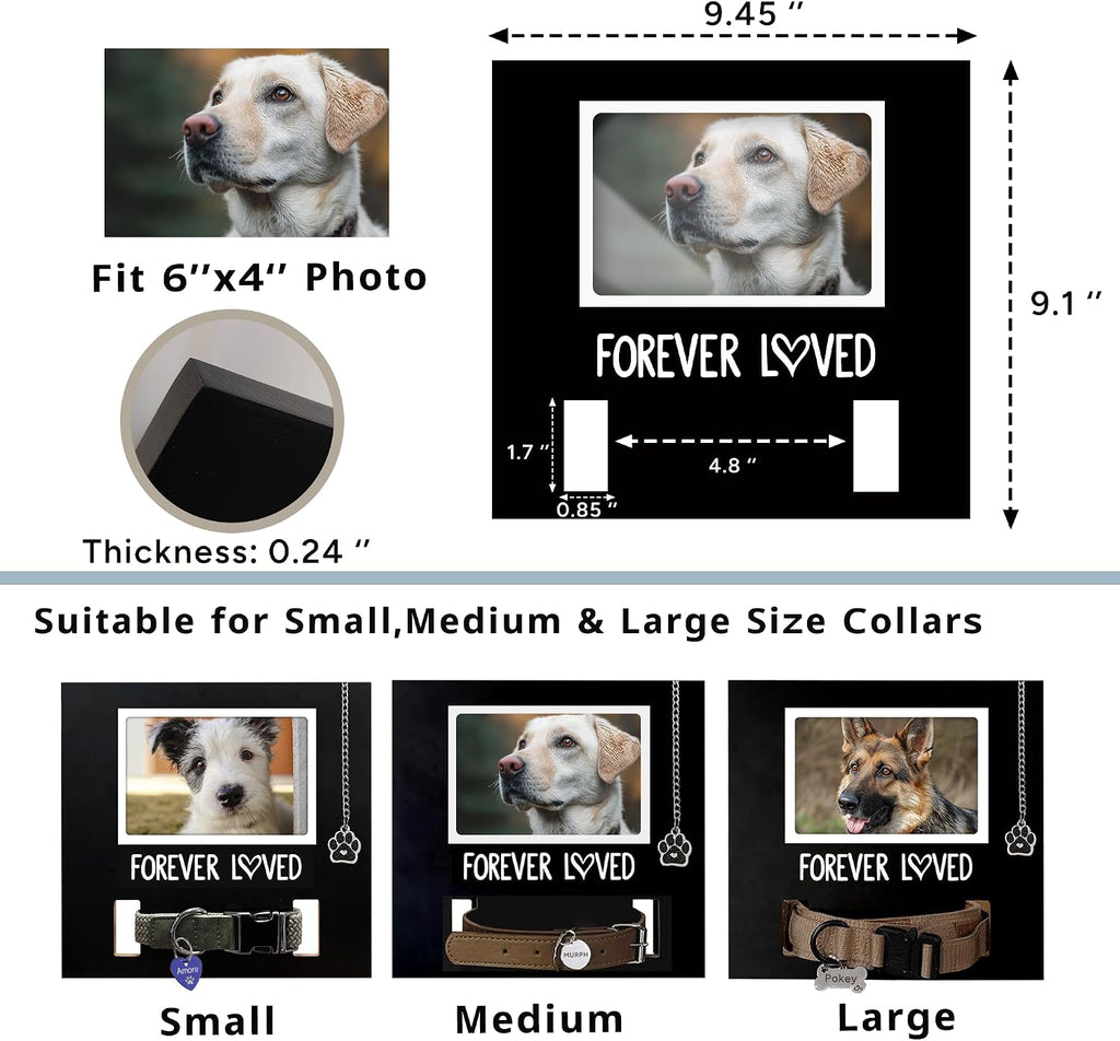 MYPAWLETS cat and dog remembrance frame displaying adjustable collar section and condolence card
