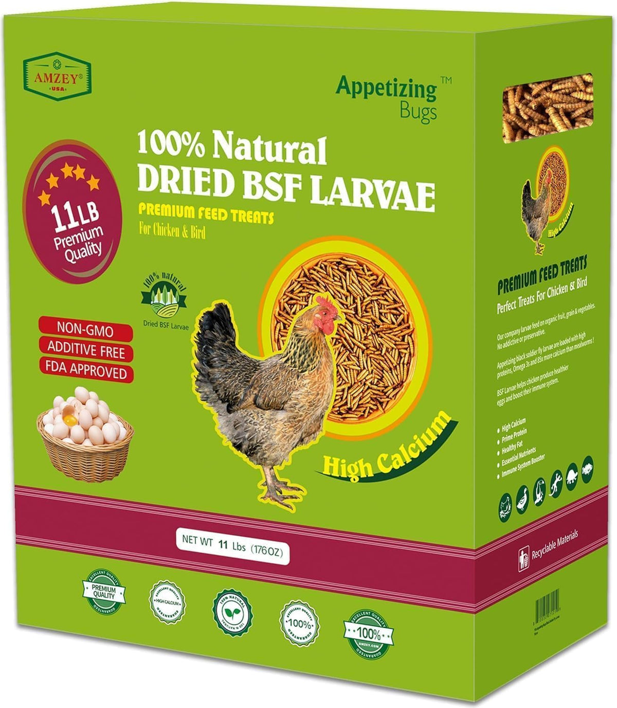 Amzey 11 pound dried larvae product lifestyle shot