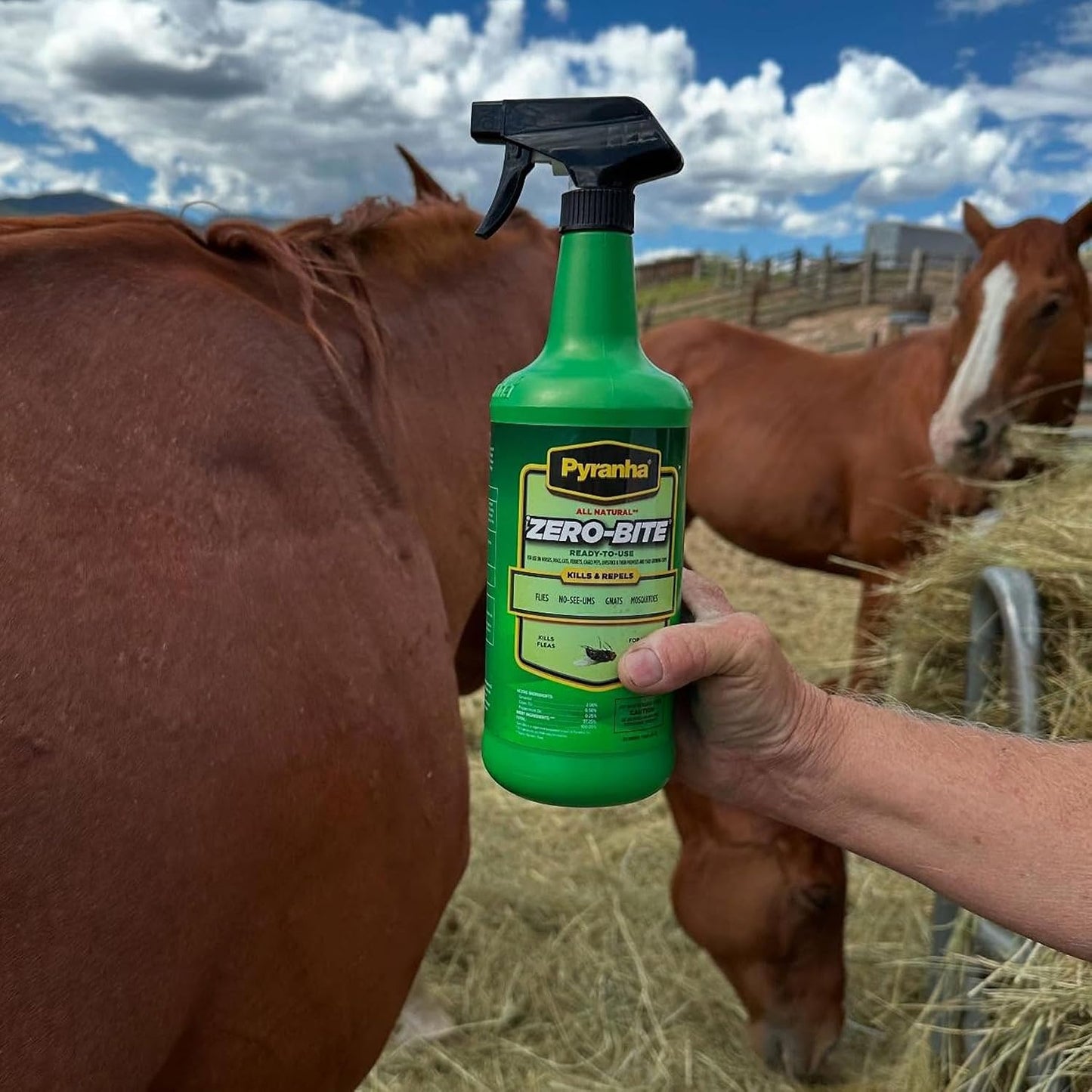Pyranha zero bite non-greasy pest defense spray for livestock and household pets