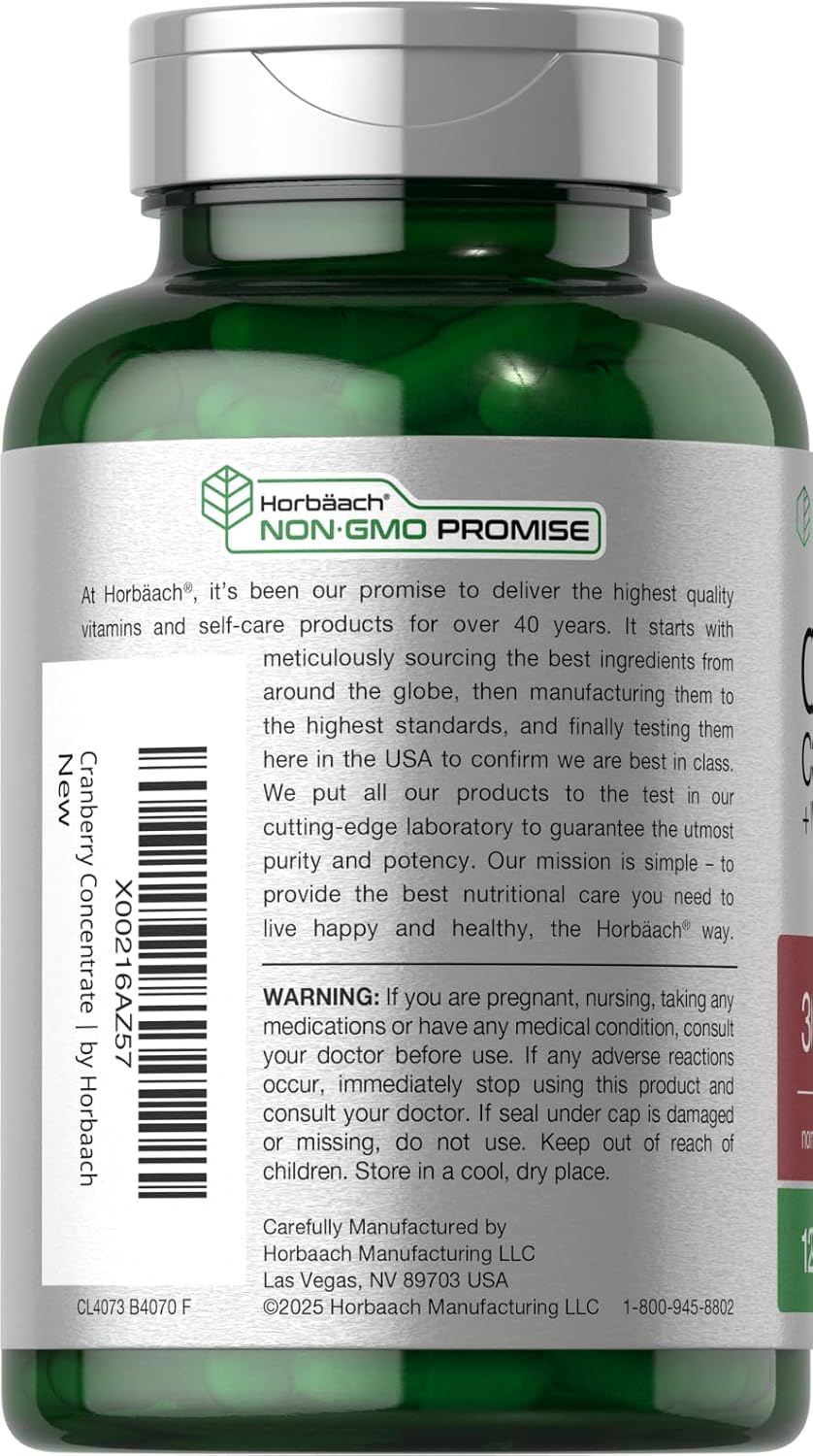Horbach Cranberry Concentrate Extract Pills + Vitamin C | 120 Capsules - Image 3