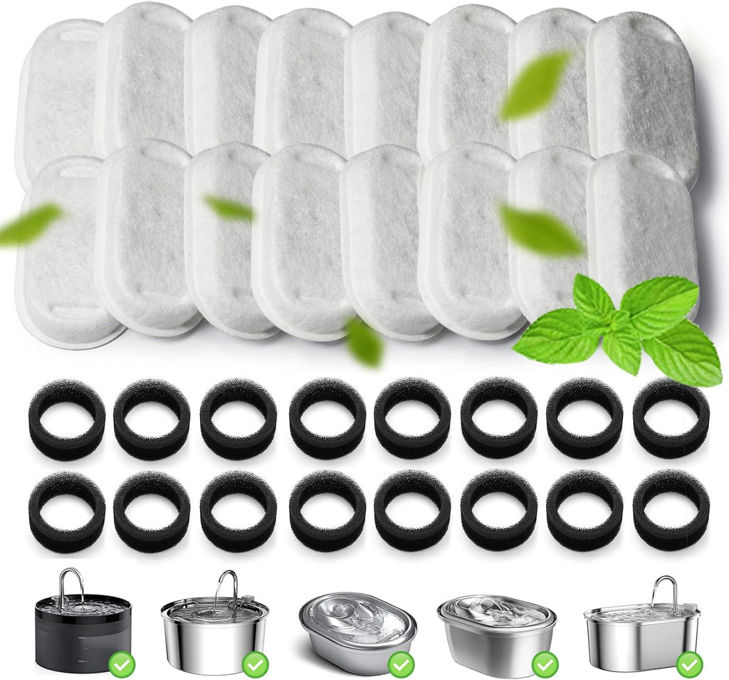 Cat Water Fountain Filter 16Pcs Fit 101oz/3L Stainless Steel Pet Fountain - Image 10