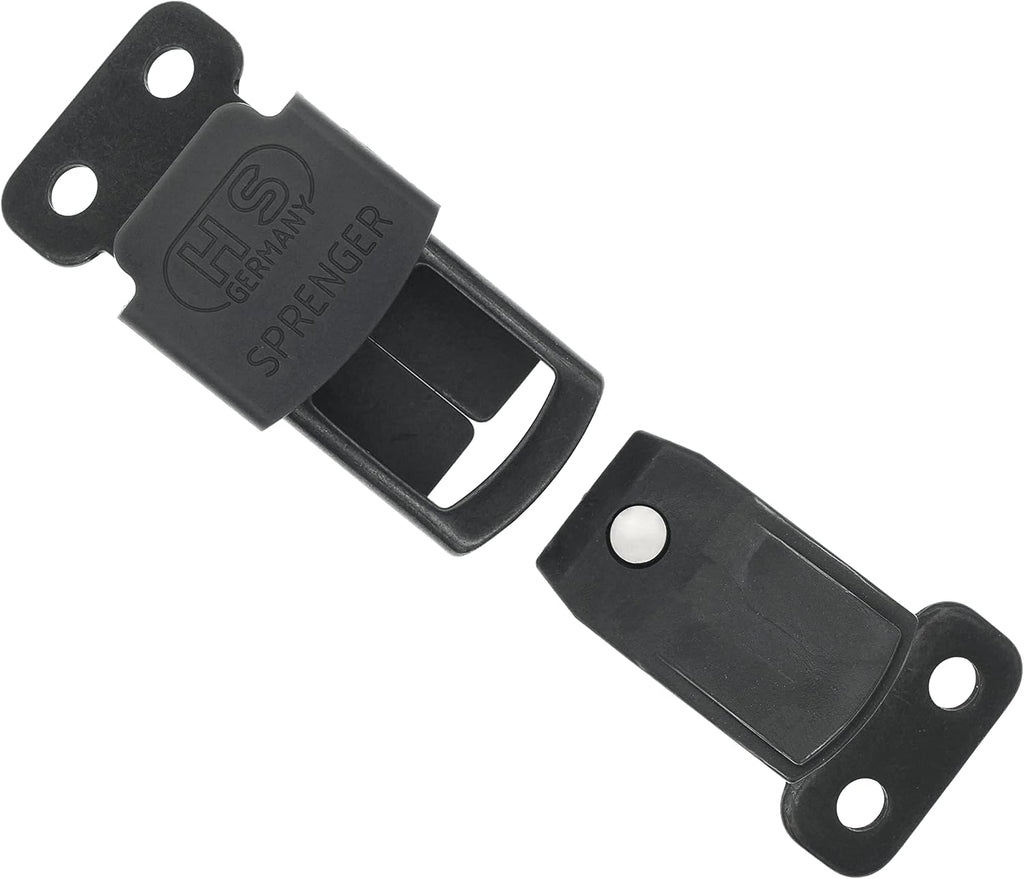 German engineered quick release fastener for prong dog collar close up shot