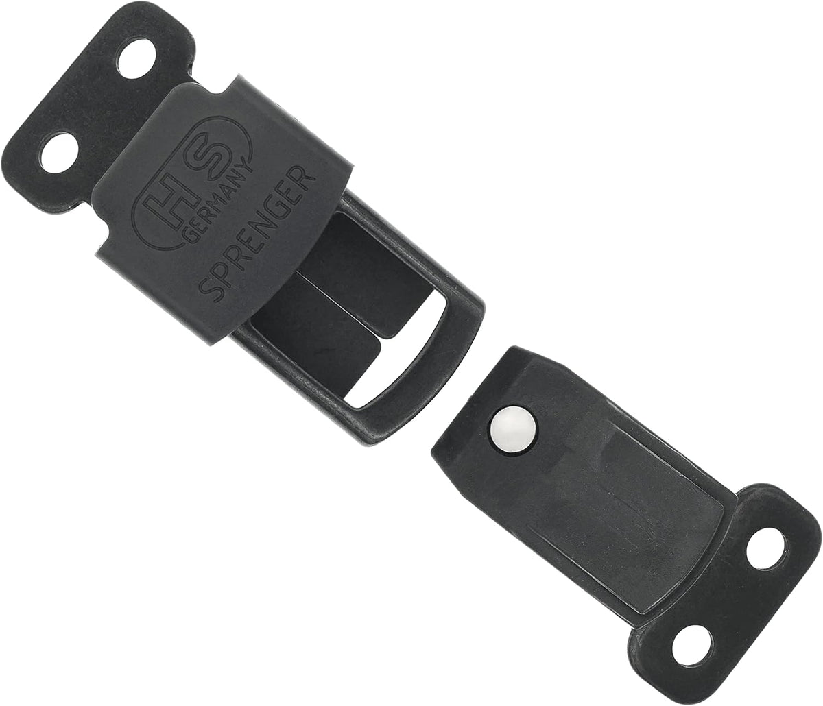 German engineered quick release fastener for prong dog collar close up shot