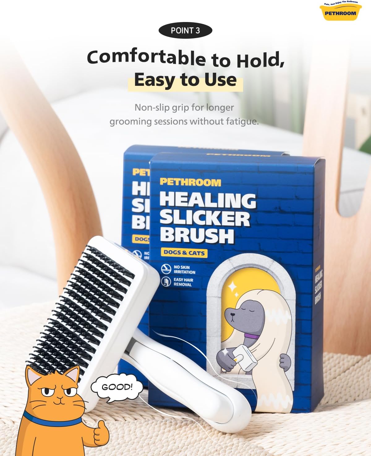 Dual layered three hundred six bristles on PETHROOM pet healing brush
