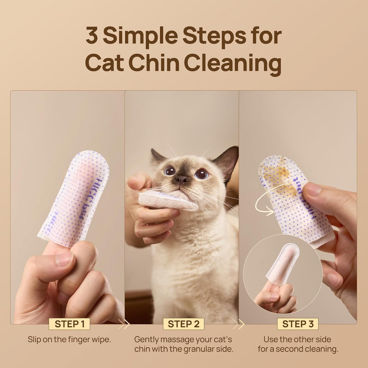 Natural witch hazel and oat complex feline acne wipes for sensitive skin.
