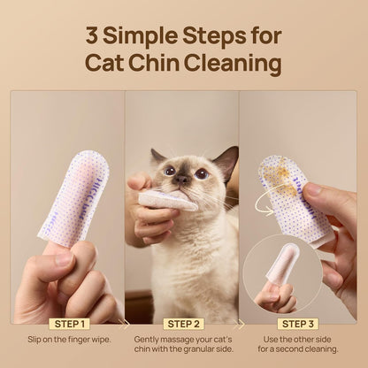Natural witch hazel and oat complex feline acne wipes for sensitive skin.