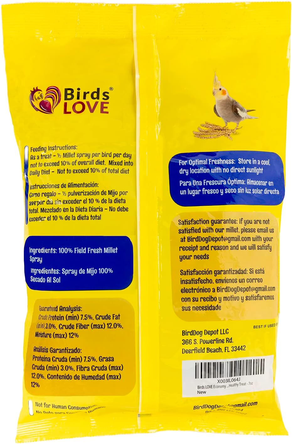 Birds LOVE non GMO bird treat bag showing stem-reduced edible tops