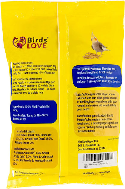 Birds LOVE non GMO bird treat bag showing stem-reduced edible tops