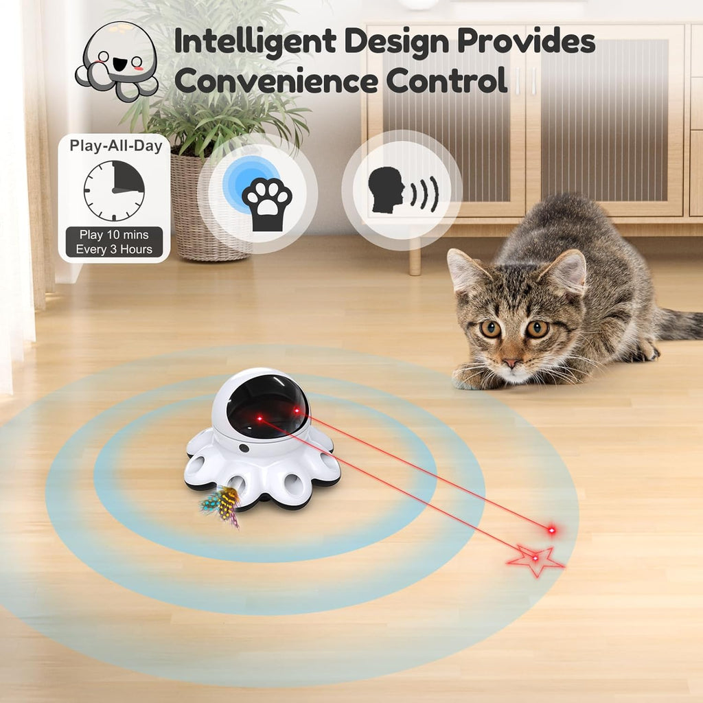 Class I safe certified automatic laser pointer toy for healthy exercise of indoor kittens.