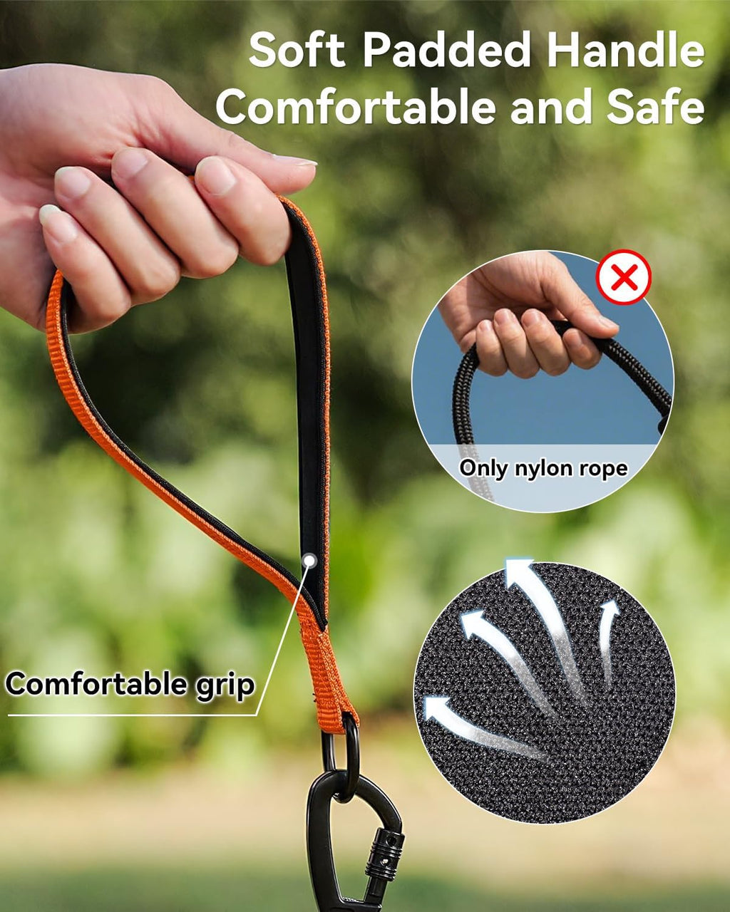 Heavy duty alloy steel swivel hooks on the Joytale long leash