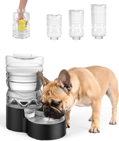 Side profile of the assembled Heouvo automatic dog water dispenser highlighting the compact design.