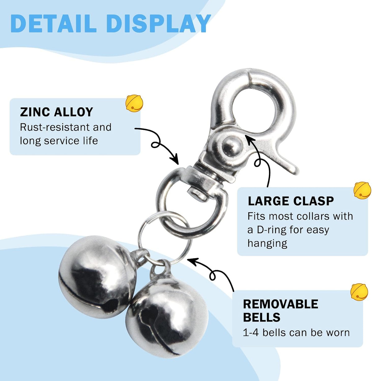 SCENEREAL pet hanging ring bell accessories attached to a collar D ring