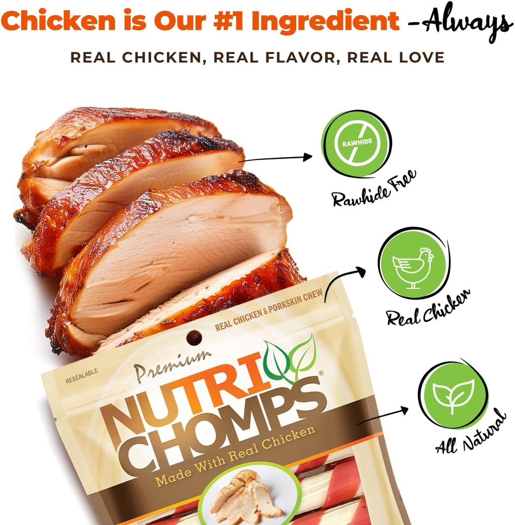 NutriChomps rawhide free dog treats chicken flavor close up texture
