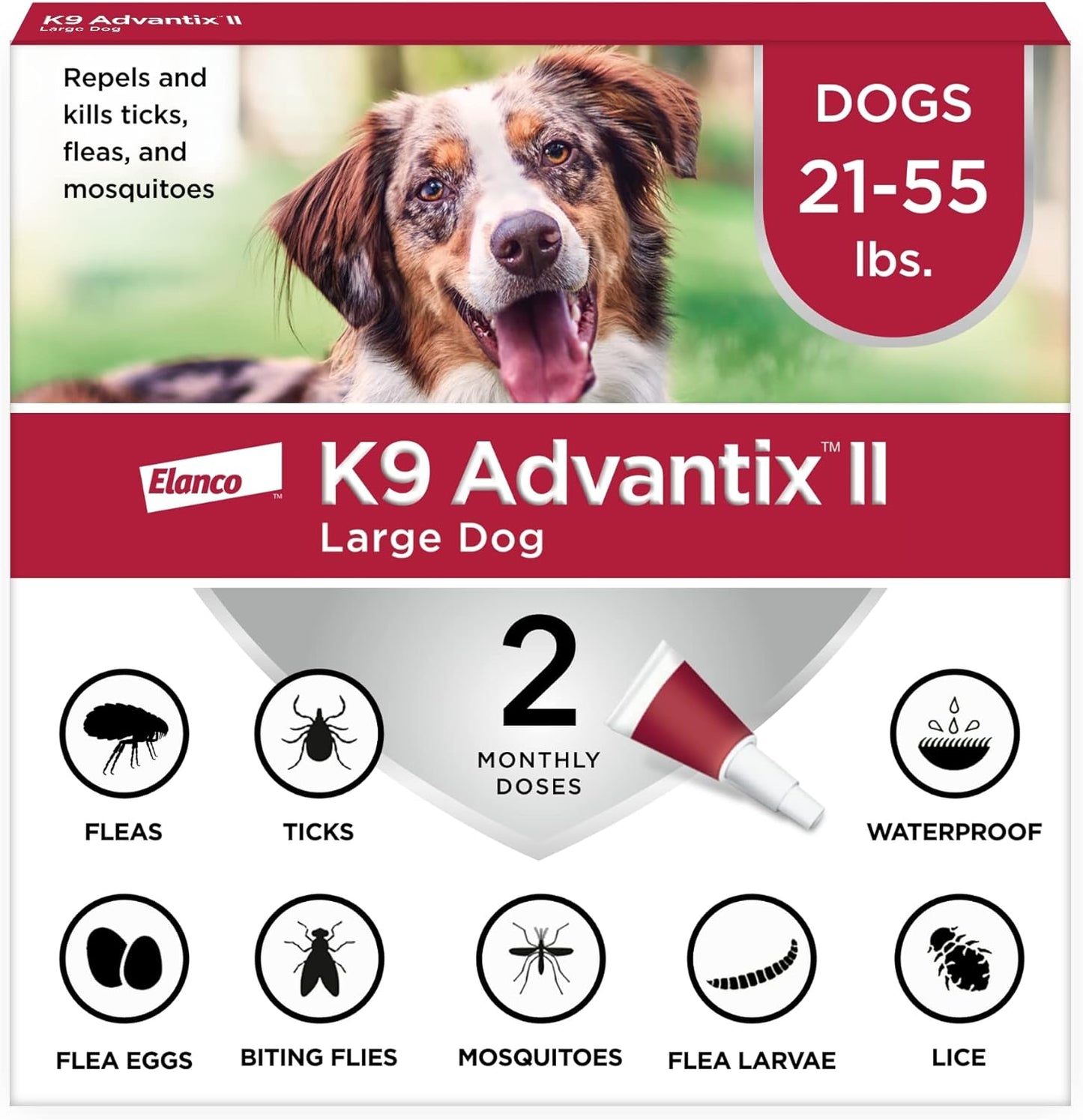 K9 Advantix II Large Dog Flea and Tick Treatment front packaging view for premium pet pest prevention.