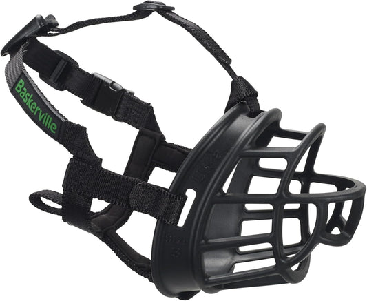 Baskerville Ultra Dog Muzzle front view of humane black basket design