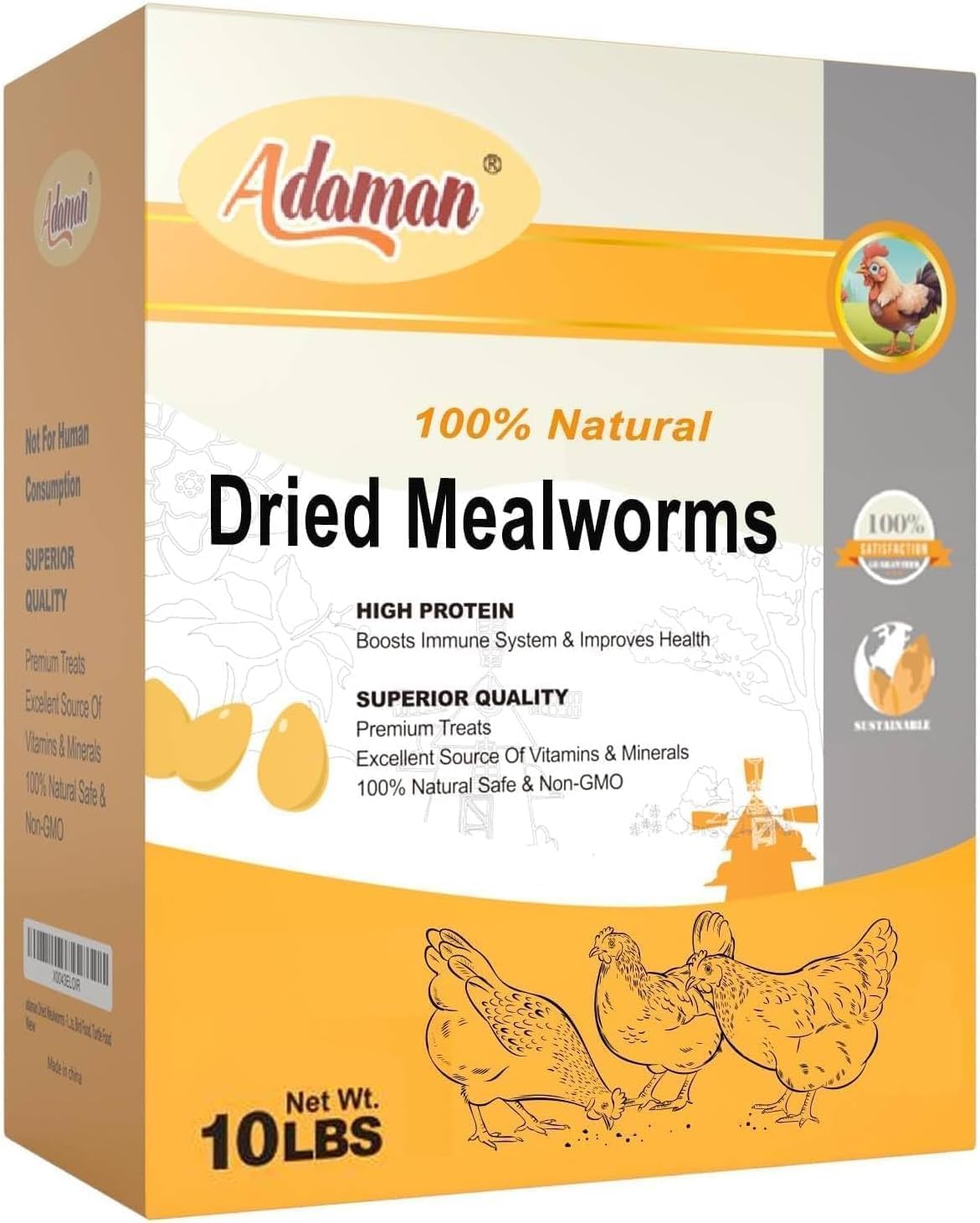 Dried mealworms in hand for bird feeding
